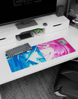32x12 inches anime girl mouse pad showing a sharp-eyed troublemaker with a sweat drop and hair across her face.