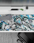 Anime desk pad 36x16 inches featuring Denji from Chainsaw Man in vibrant colors, perfect for intense setups.