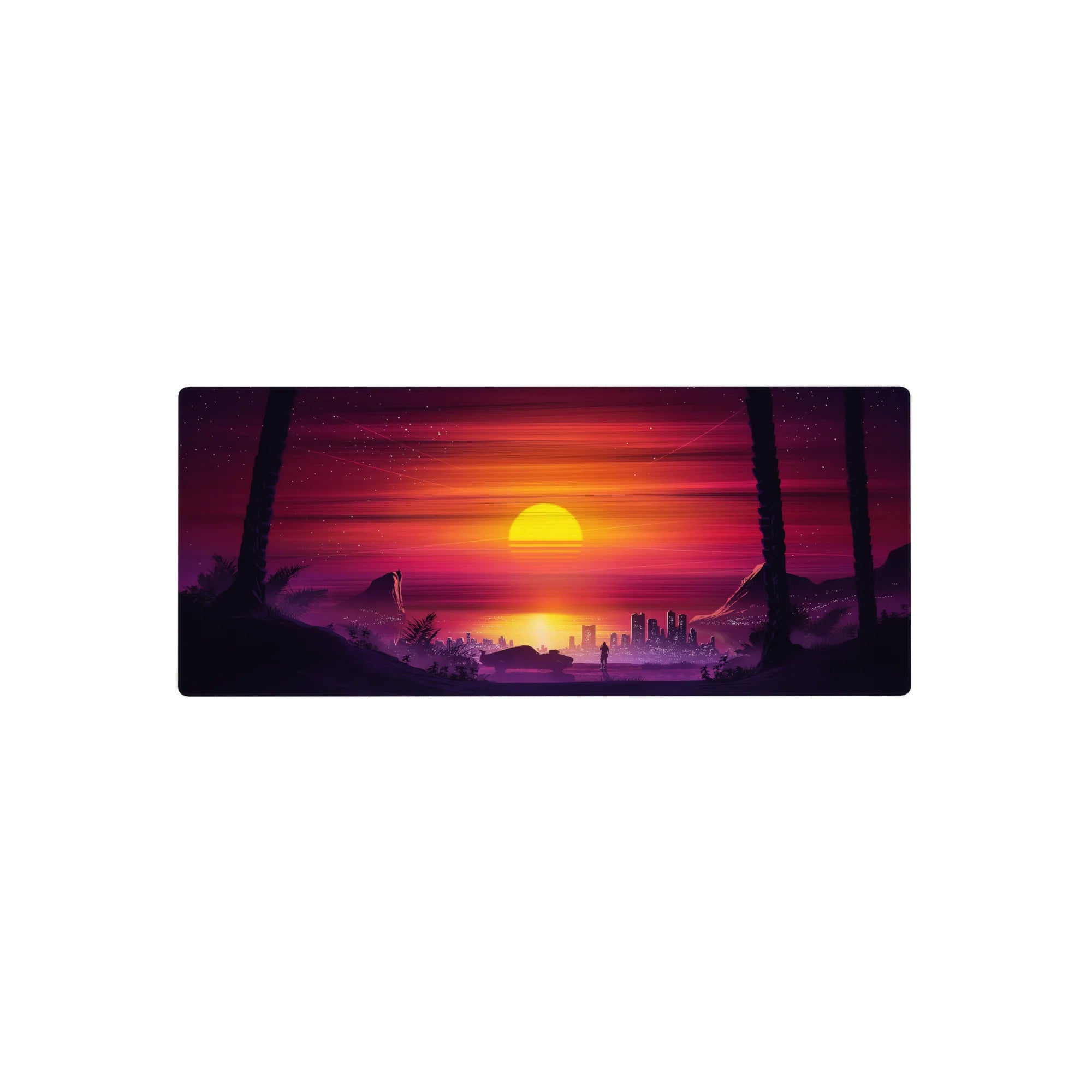 Retrowave - Vaporwave Deskmat | Mousepad | Deskpad - Sunset City Stroll - AniChan