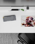 14x10 inches anime mouse pad in warm gold and soft white, with red streaks, sparks, fast sunrise vibe.
