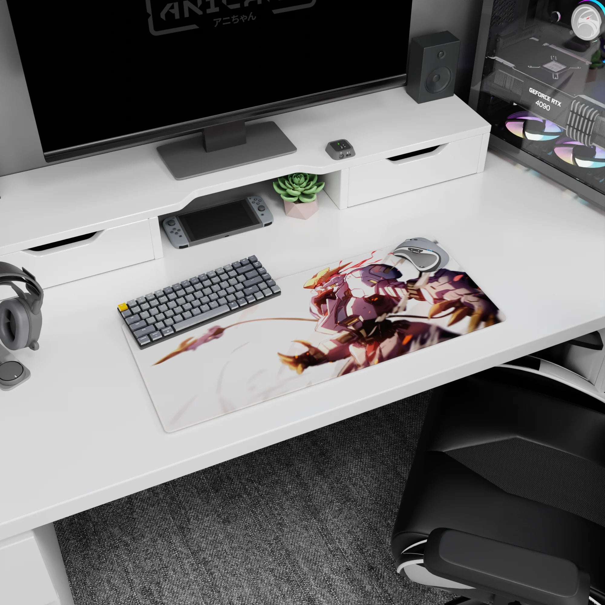 28x12 inches Honkai Impact 3rd mouse pad featuring Astraea dashing across the desk, sparks trailing behind.
