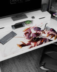 40x20 inches Honkai Impact 3rd desk pad featuring Astraea sprinting with brushy blur and sparks.