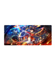 Megumin from Konosuba casting explosion spell on 28x12 inches anime mouse pad; vibrant colors and dynamic action scene.