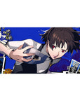 Makoto Niijima 40x20 inch anime desk pad from Persona 5, featuring Queen with tarot cards and an electric blue backdrop.