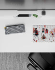 Anime girl mouse pad 14x10 inches in punchy reds, black and white, with a cool messy-sweet battle vibe.