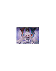 Classic anime girl mouse pad 14x10 inches with smiling angel, lavender wings, flower crown, ribboned outfit.
