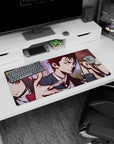 32x16 inches anime mouse pad featuring Himeno, Aki, and Makima in bold split-panel manga art.