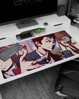 Himeno, Aki, and Makima anime desk pad 40x20 inches with split-panel Chainsaw Man scene.