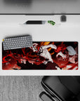 Anime mouse pad 32x12 inches featuring Ichigo's Vasto Lorde form from Bleach, with white mask and black stripes.
