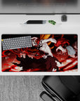 Ichigo's Vasto Lorde form from Bleach anime on a 32x16 inches mouse pad, featuring white mask, black stripes, and red energy.
