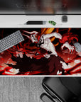 Ichigo Vasto Lorde form from Bleach on 40x20 inch anime desk pad, featuring white mask, black stripes, and red energy.