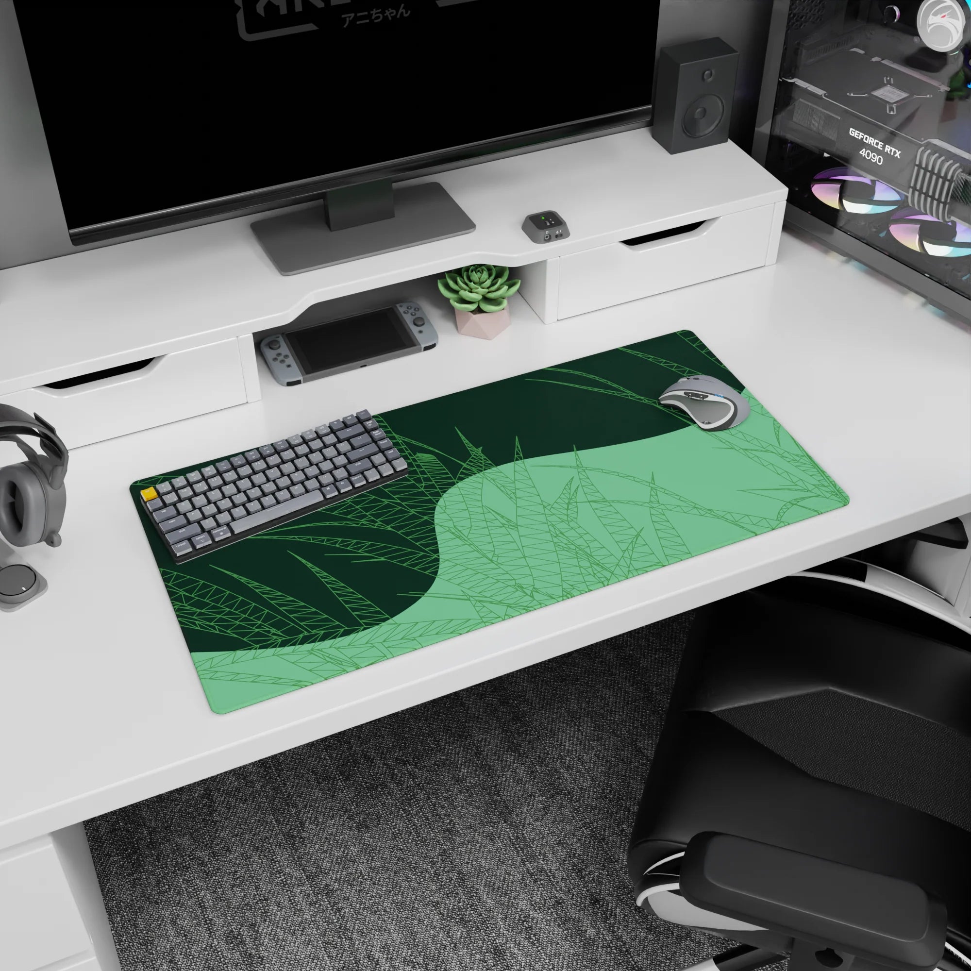 Abstract Deskmat | Mousepad | Deskpad - Geo Grass Flow - AniChan