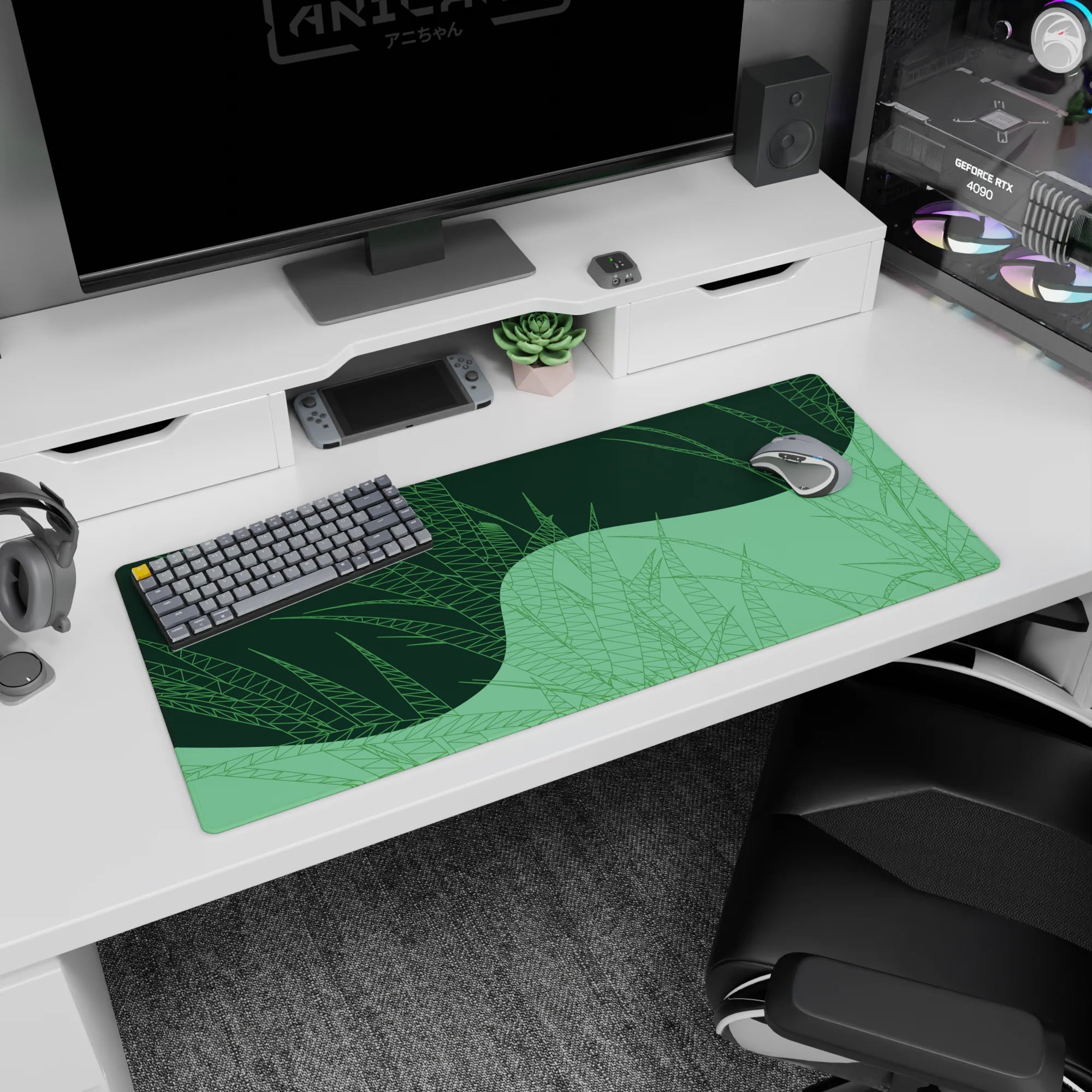 Abstract Deskmat | Mousepad | Deskpad - Geo Grass Flow - AniChan