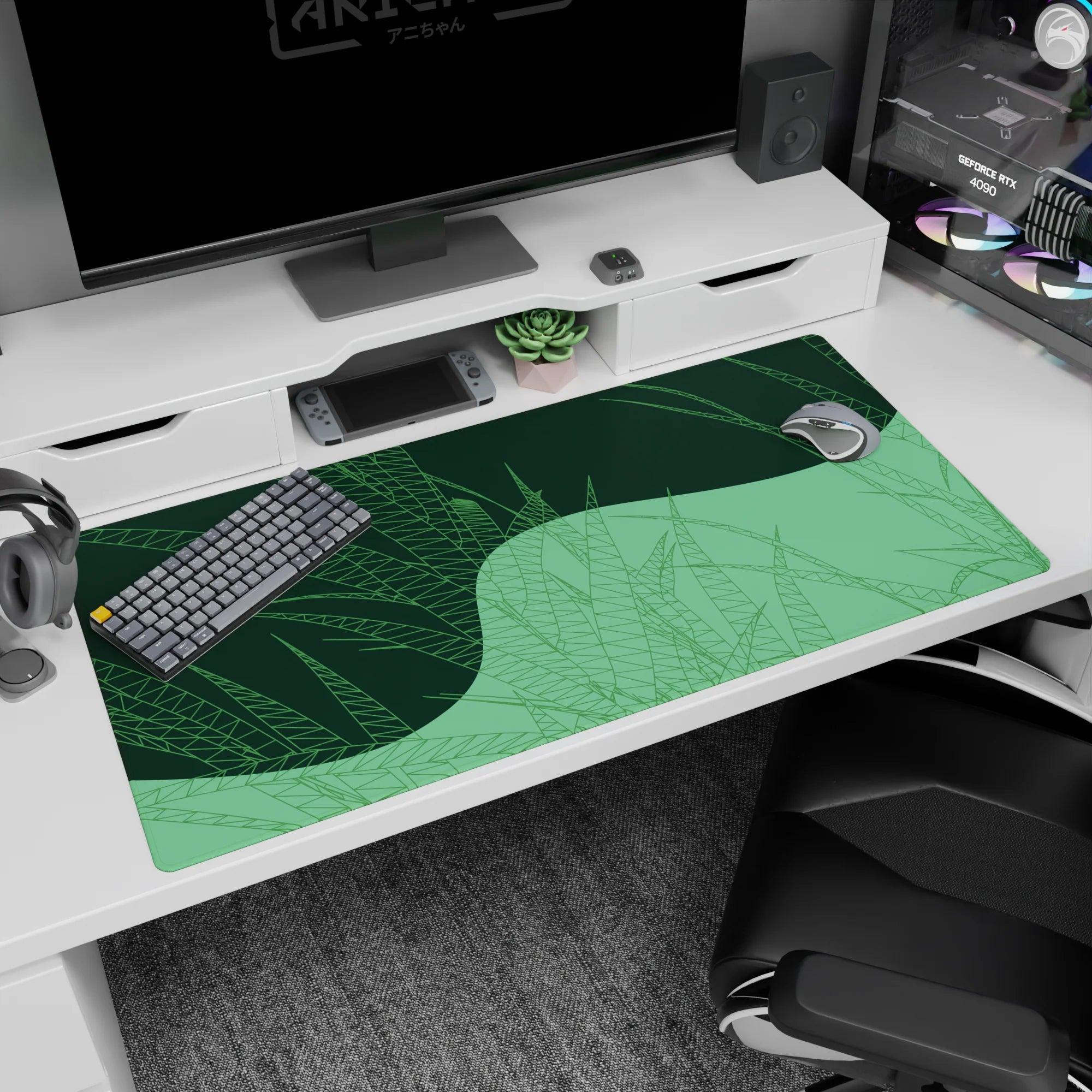 Abstract Deskmat | Mousepad | Deskpad - Geo Grass Flow - AniChan