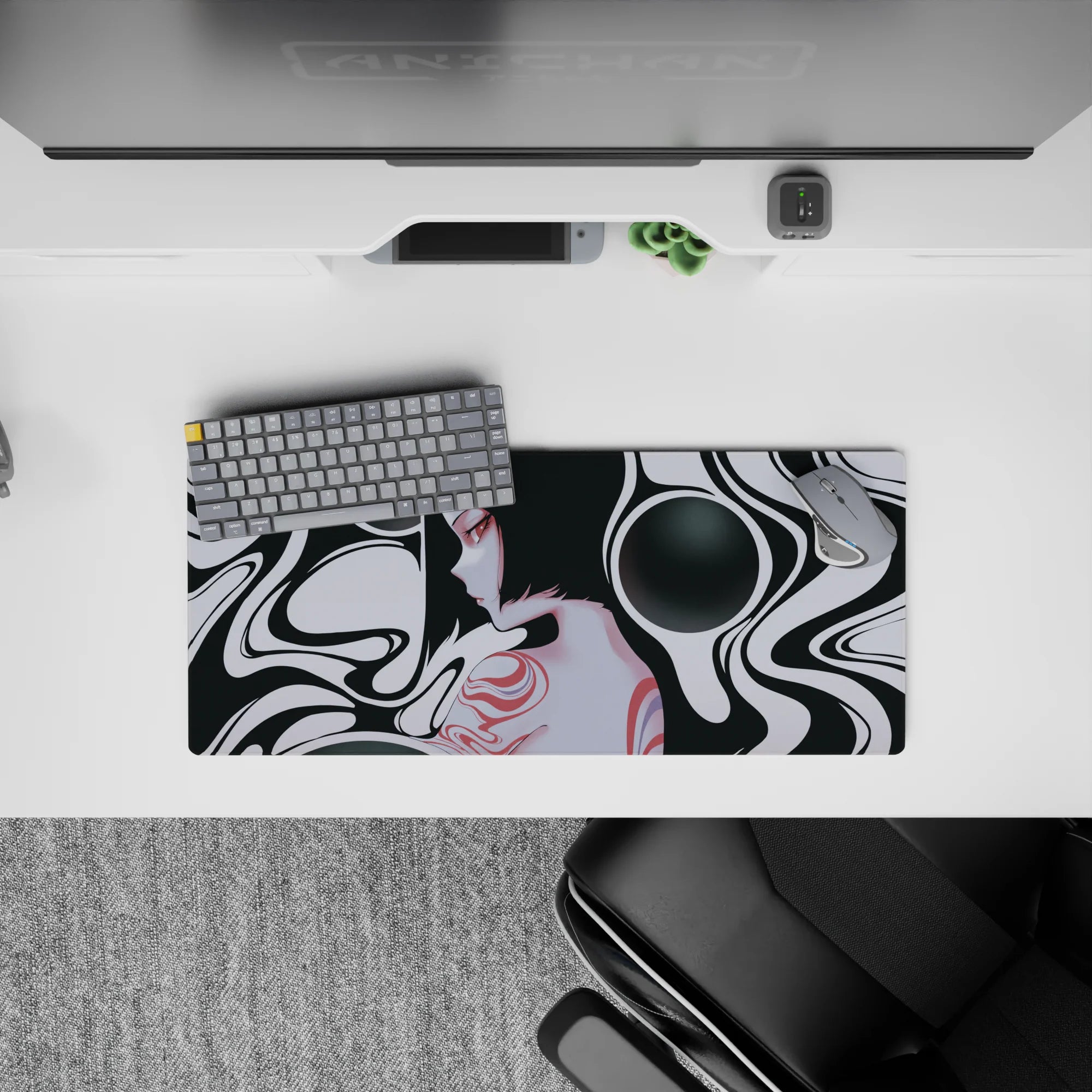 Liquid Abstract Deskmat | Mousepad | Deskpad - Dreamscape Silhouette - AniChan