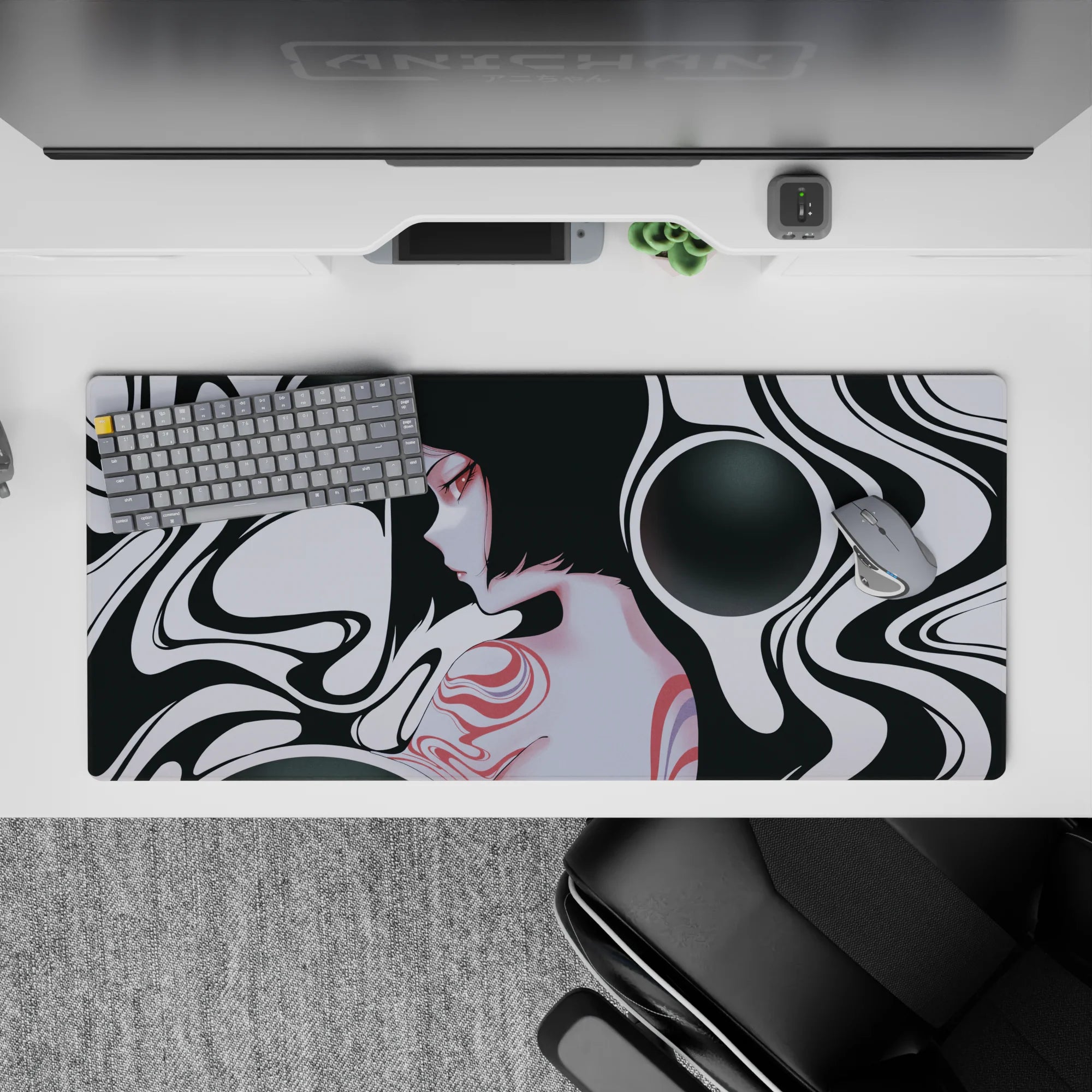 Liquid Abstract Deskmat | Mousepad | Deskpad - Dreamscape Silhouette - AniChan