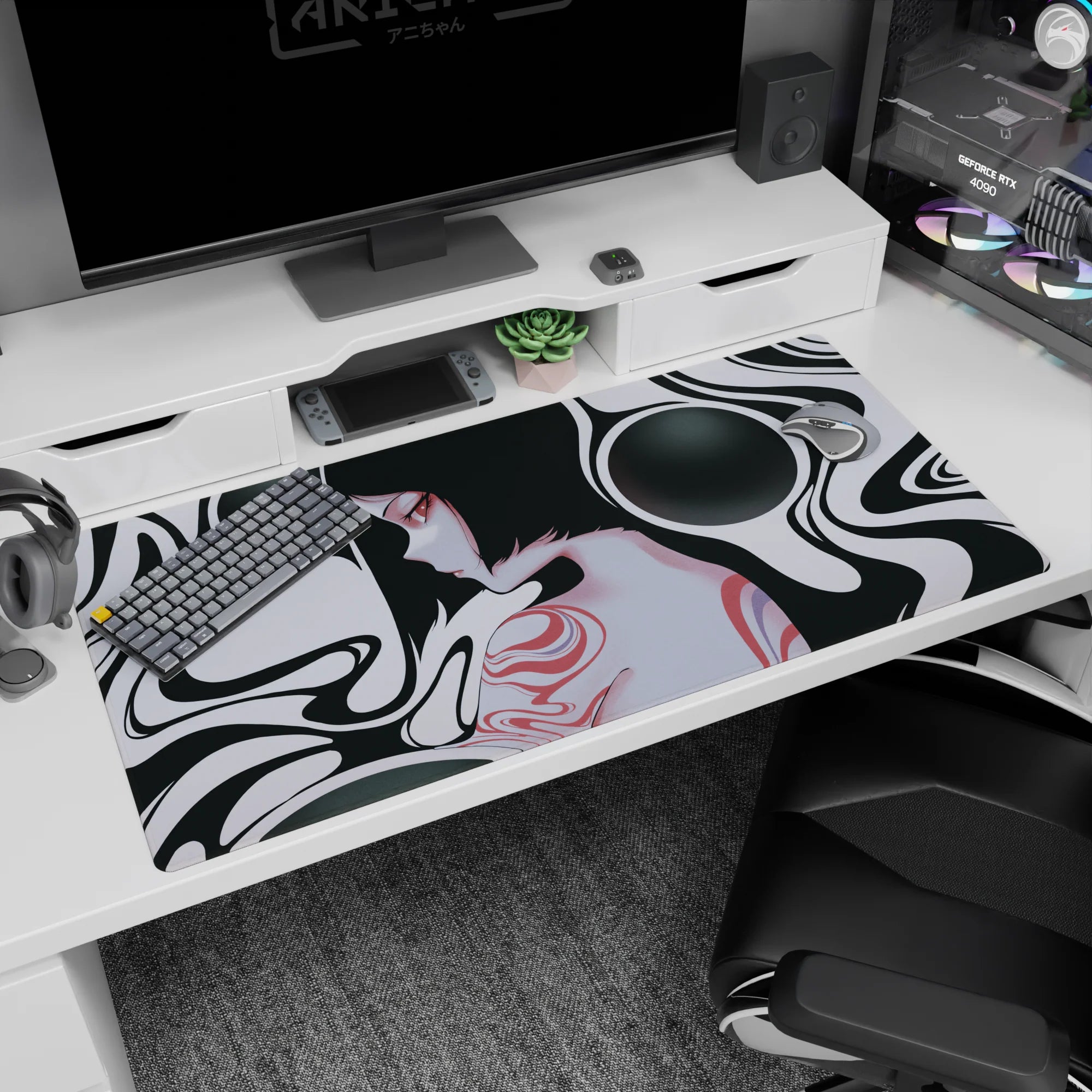 Liquid Abstract Deskmat | Mousepad | Deskpad - Dreamscape Silhouette - AniChan