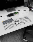 Anime mouse pad 32x12 inches featuring the Uzumaki clan symbol from Naruto, with jagged sealing script and ancient text.