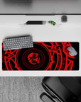 Anime mouse pad 32x12 inches featuring Gremory magic circle from High School DxD with vivid crimson symbols on black.