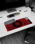 Anime mouse pad 28x12 inches: Gremory magic circle from High School DxD in vivid crimson on black, perfect for fans.