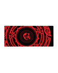 Anime mouse pad 28x12 inches featuring Gremory magic circle from High School DxD, vivid crimson on black background.