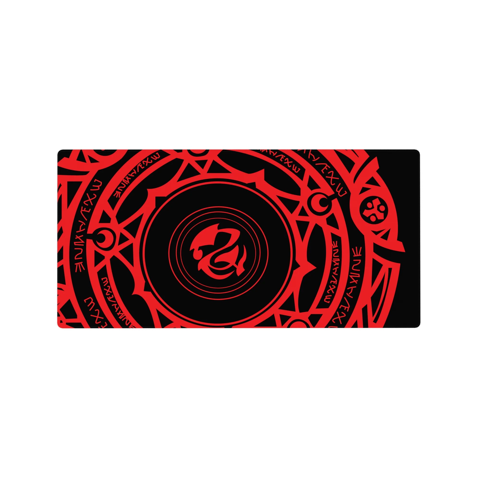 Anime mouse pad 32x16 inches featuring Gremory magic circle from High School DxD in vivid crimson on a black background.
