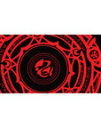 Anime desk pad 40x20 inches featuring Gremory magic circle from High School DxD, vivid crimson symbols on black.