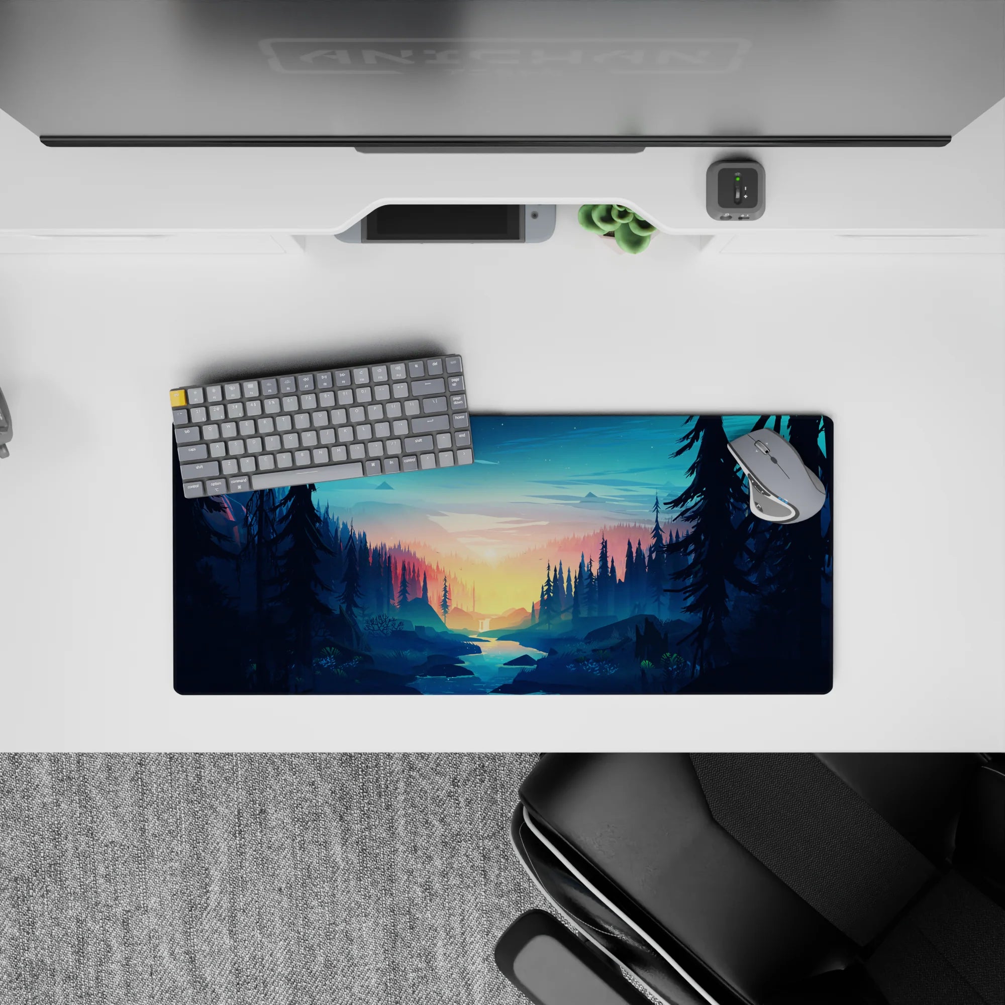 Vector Landscapes Deskmat | Mousepad | Deskpad - Golden Pines