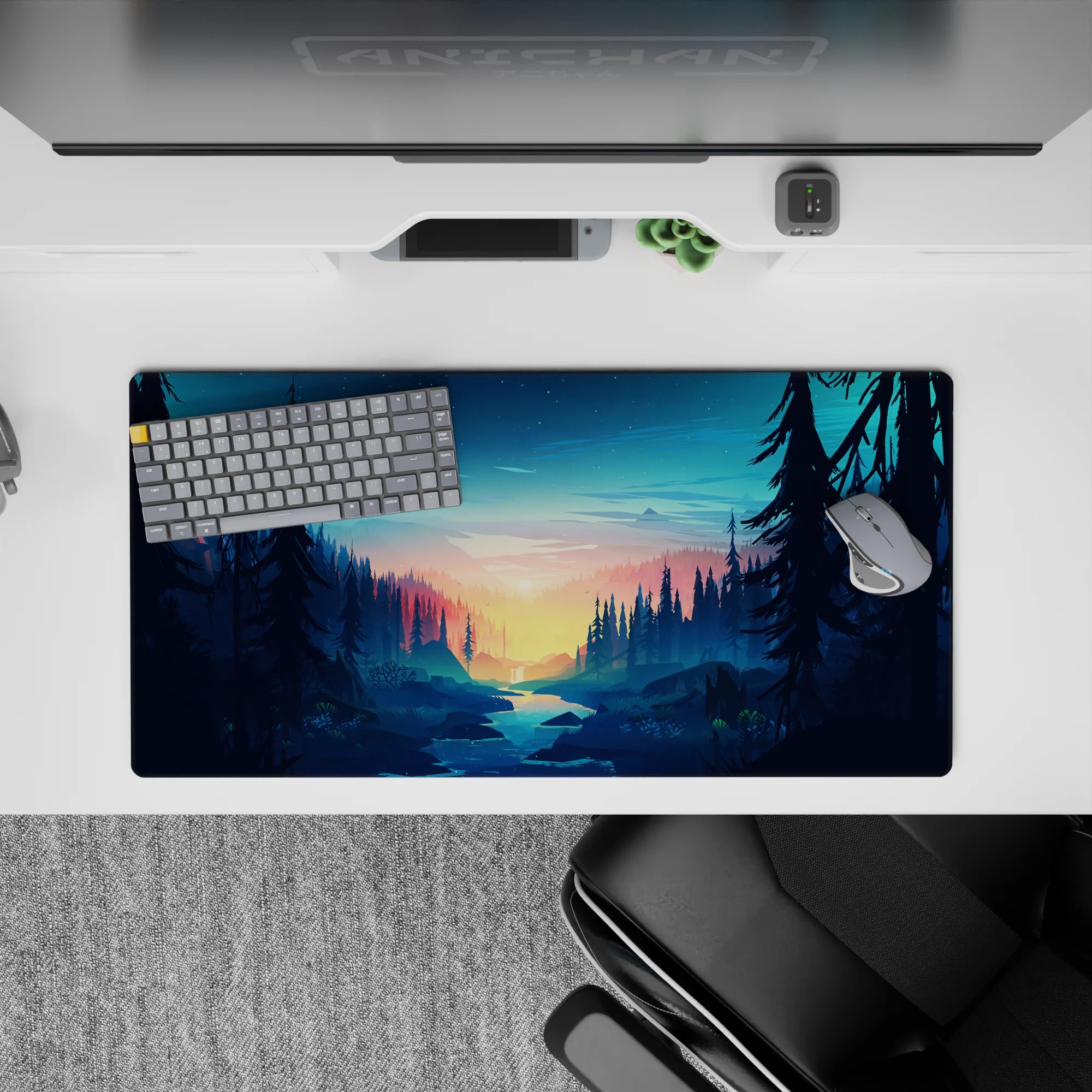 Vector Landscapes Deskmat | Mousepad | Deskpad - Golden Pines