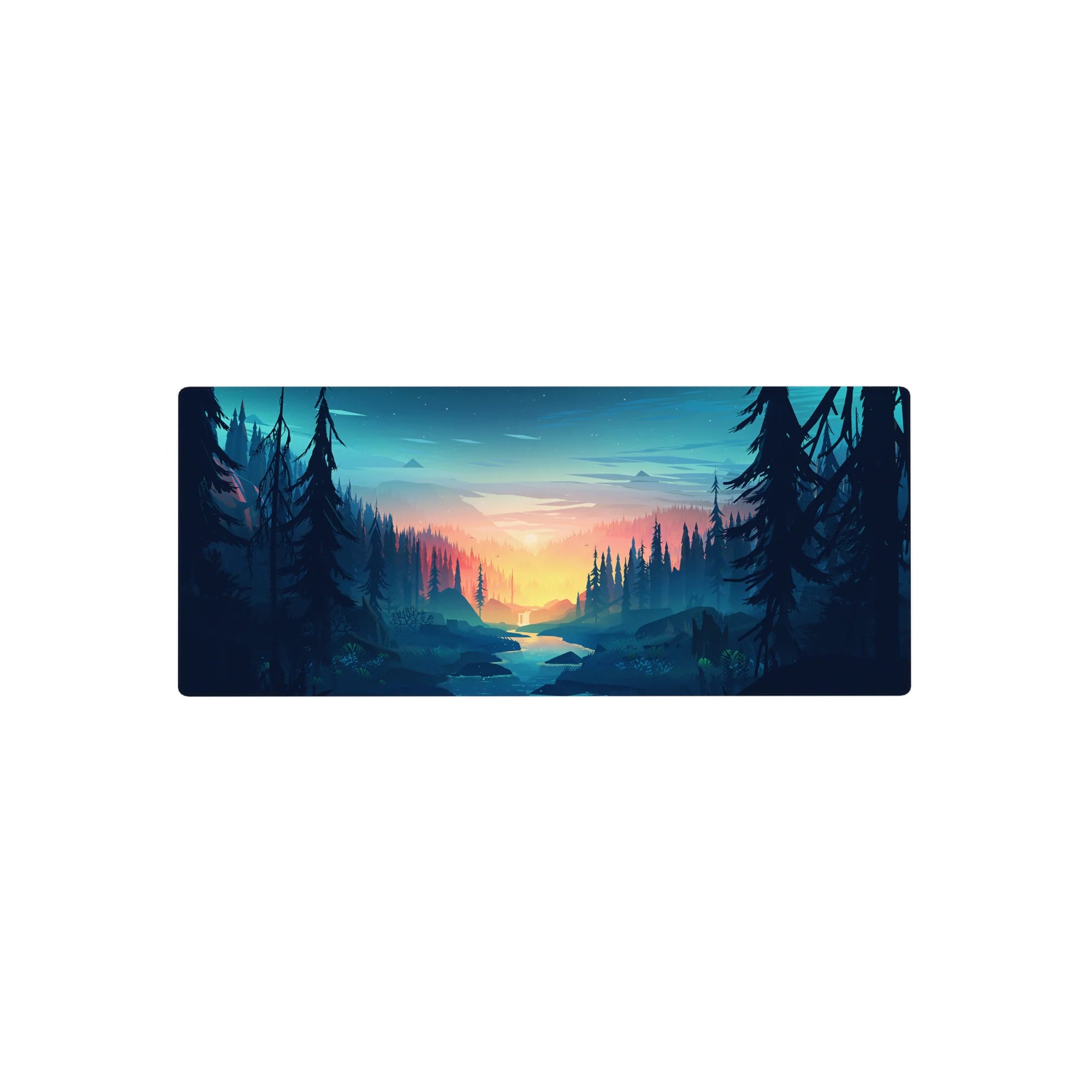 Vector Landscapes Deskmat | Mousepad | Deskpad - Golden Pines