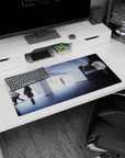 32x16 inches anime mouse pad showing a girl in a quiet corridor as classmates blur past like memories.
