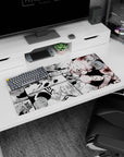 32x16 inches Naruto anime mouse pad showing Naruto mid-air attack, kunai flashing, cloak and bandage wraps.