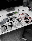 40x20 inches Naruto desk pad showing Naruto in motion with flashing kunai, cloak and bandage wraps.
