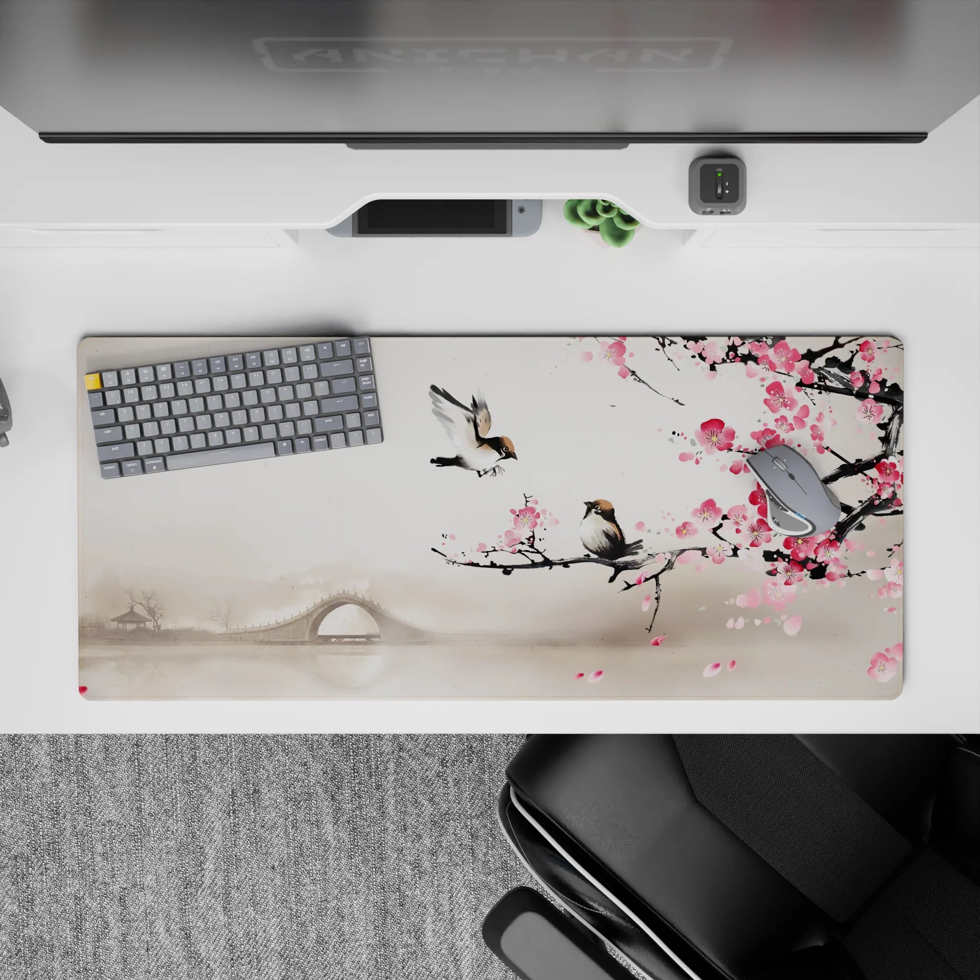 Zen-Japan Deskmat | Mousepad | Deskpad - Misty Blossoms - AniChan