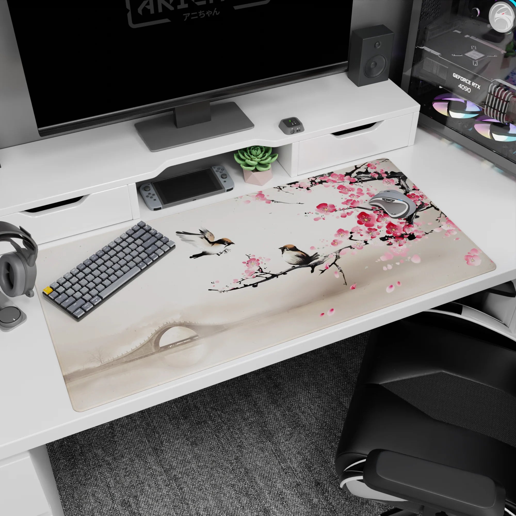 Zen-Japan Deskmat | Mousepad | Deskpad - Misty Blossoms - AniChan