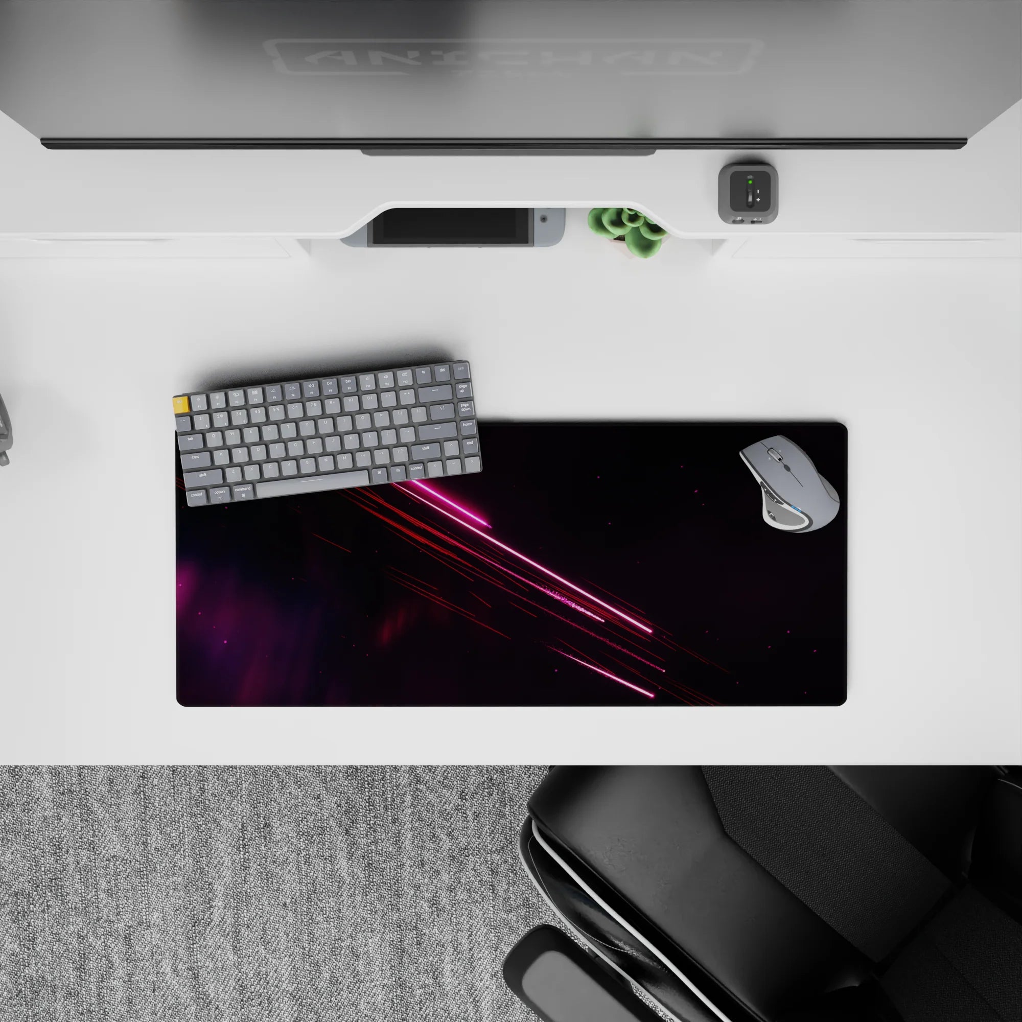 Abstract Deskmat | Mousepad | Deskpad - Neon Starburst - AniChan