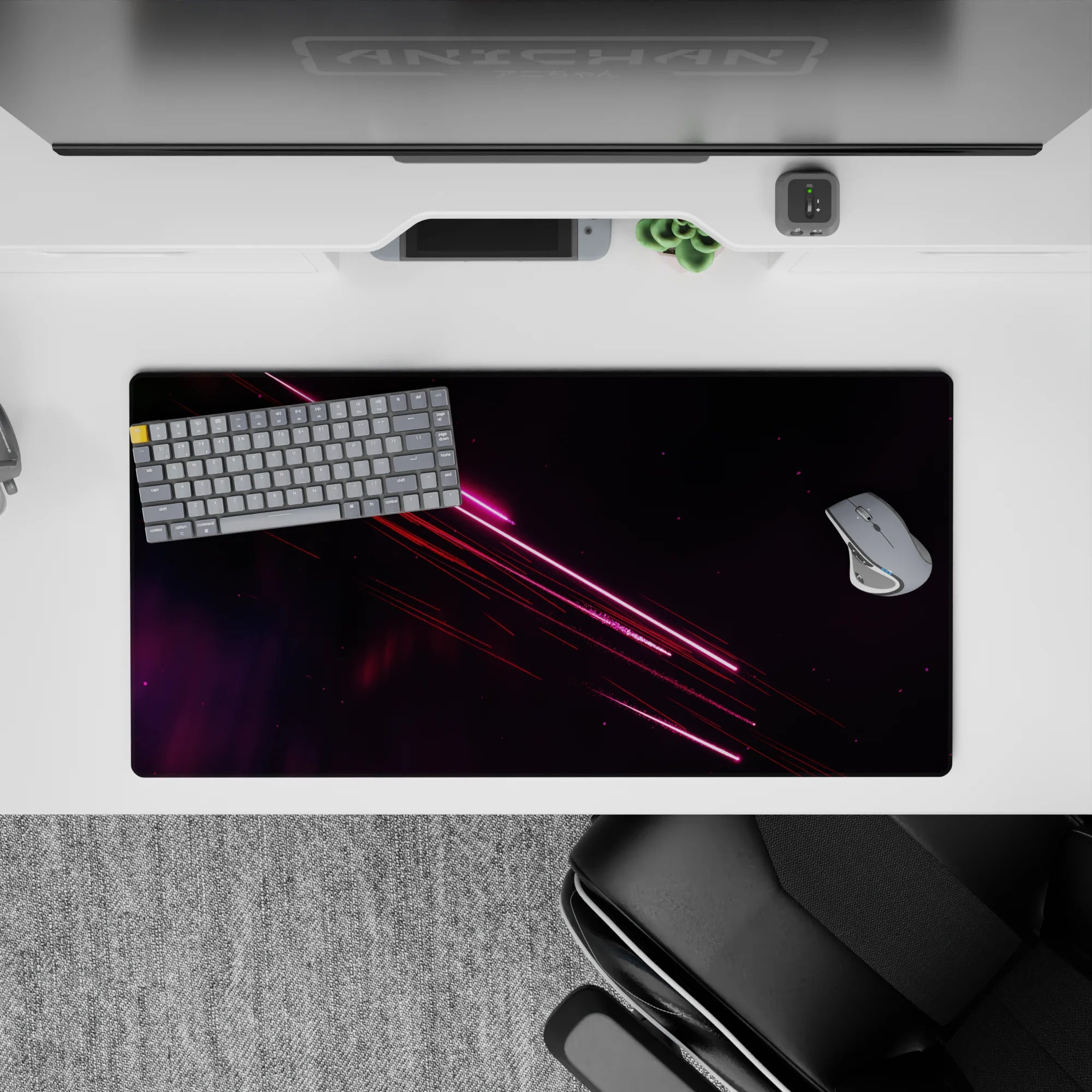 Abstract Deskmat | Mousepad | Deskpad - Neon Starburst - AniChan