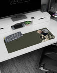 32x12 inches anime girl mouse pad showing blonde heroine crouching, eyes on the horizon, wind-swept folds.
