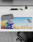 Anime mouse pad 32x12 inches featuring Kakashi Hatake in a wheat field, observing Team 7; Naruto, Sasuke, Sakura.