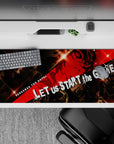 Persona 5 Royal desk pad 36x16 inches featuring Joker and Phantom Thieves in dynamic reds and shadows, perfect for gamers.
