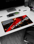 Anime mouse pad 32x16 inches featuring Persona 5 Royal. Joker and Phantom Thieves in moody contrast with bold colors.