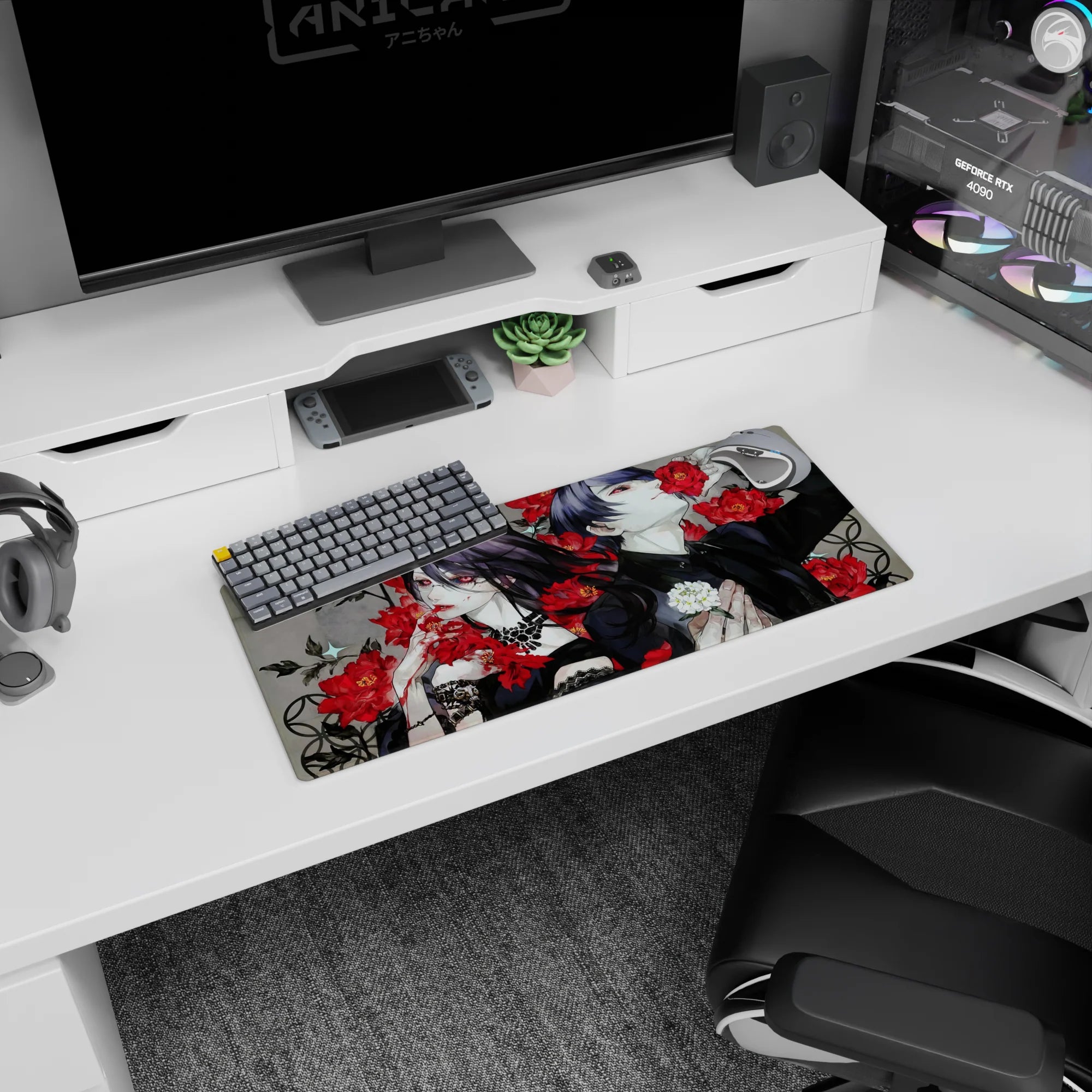 Tokyo Ghoul Deskmat | Mousepad | Deskpad - Crimson Rose Tragedy