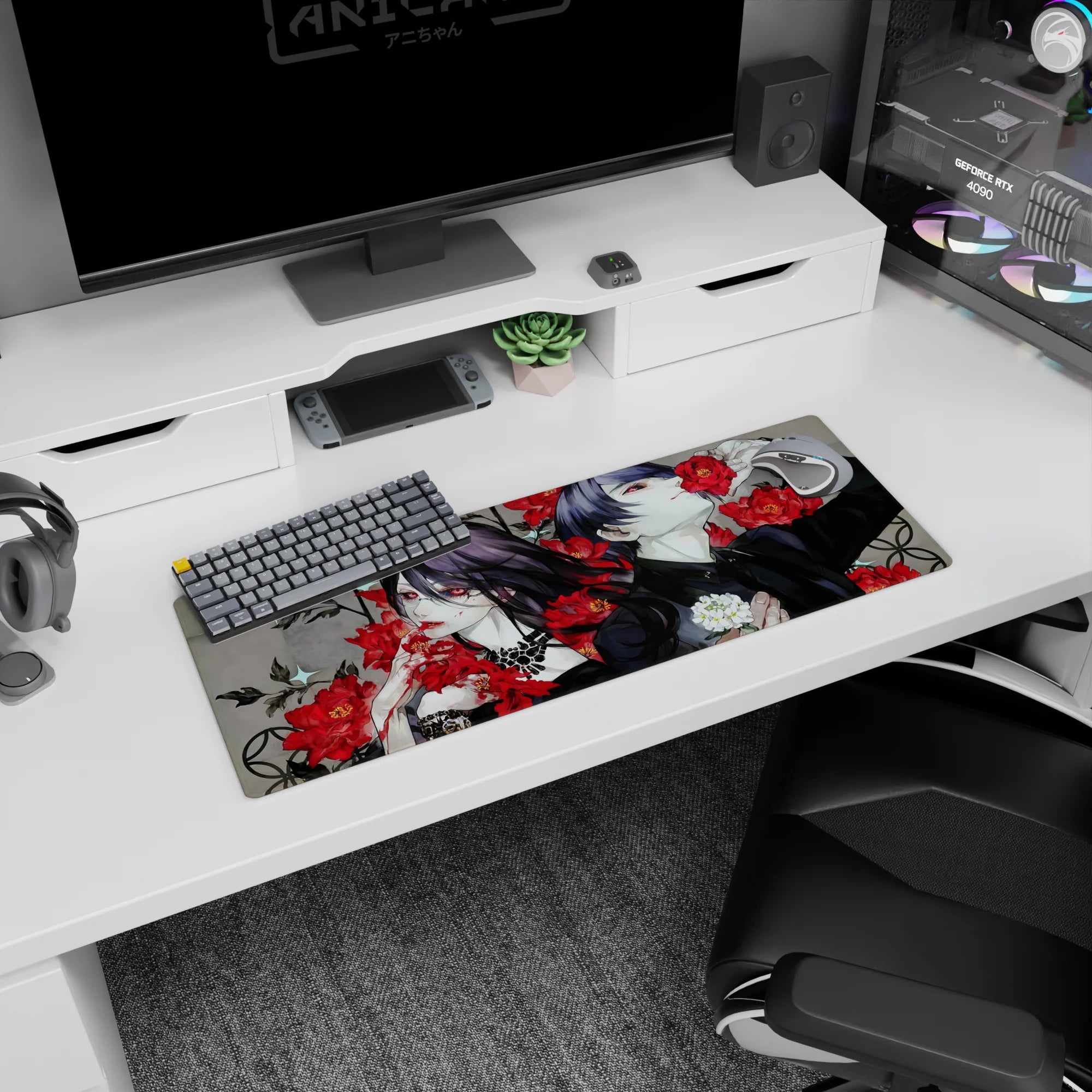 Tokyo Ghoul Deskmat | Mousepad | Deskpad - Crimson Rose Tragedy