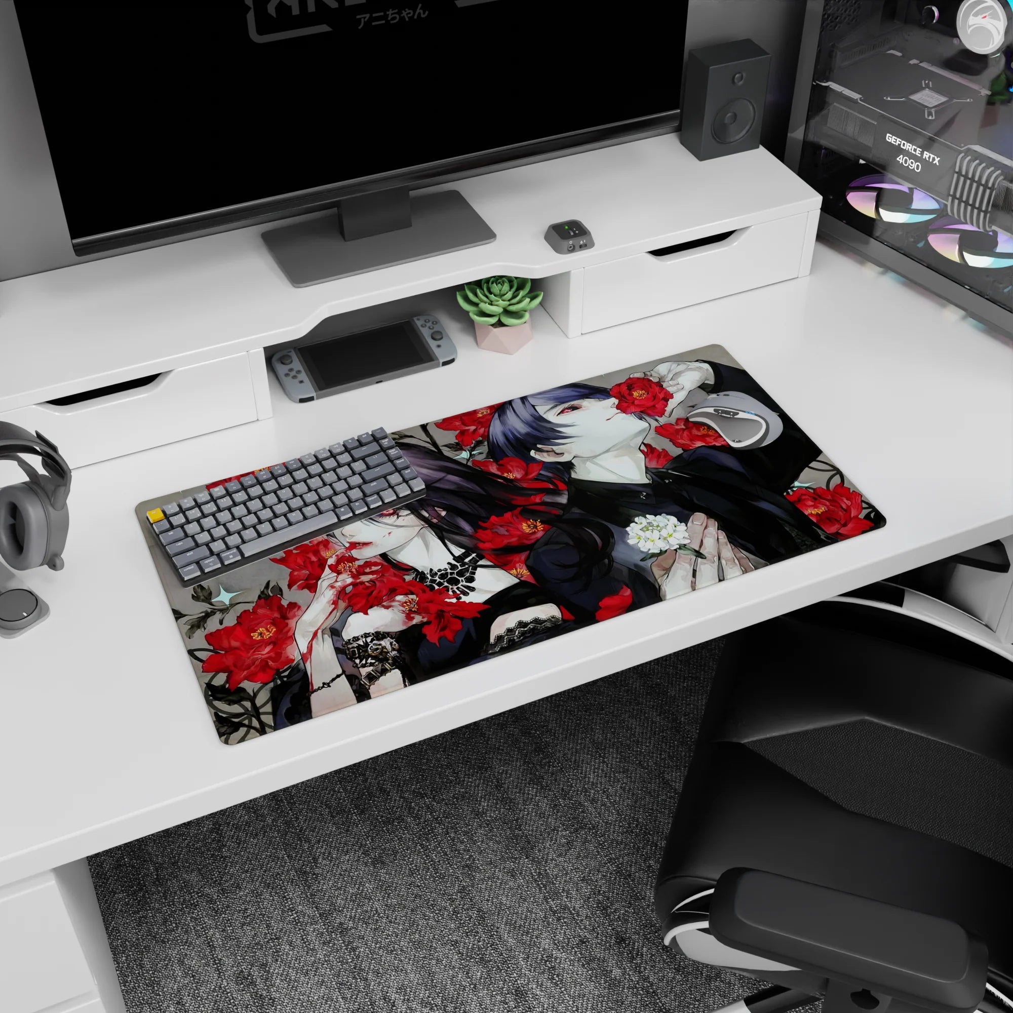 Tokyo Ghoul Deskmat | Mousepad | Deskpad - Crimson Rose Tragedy