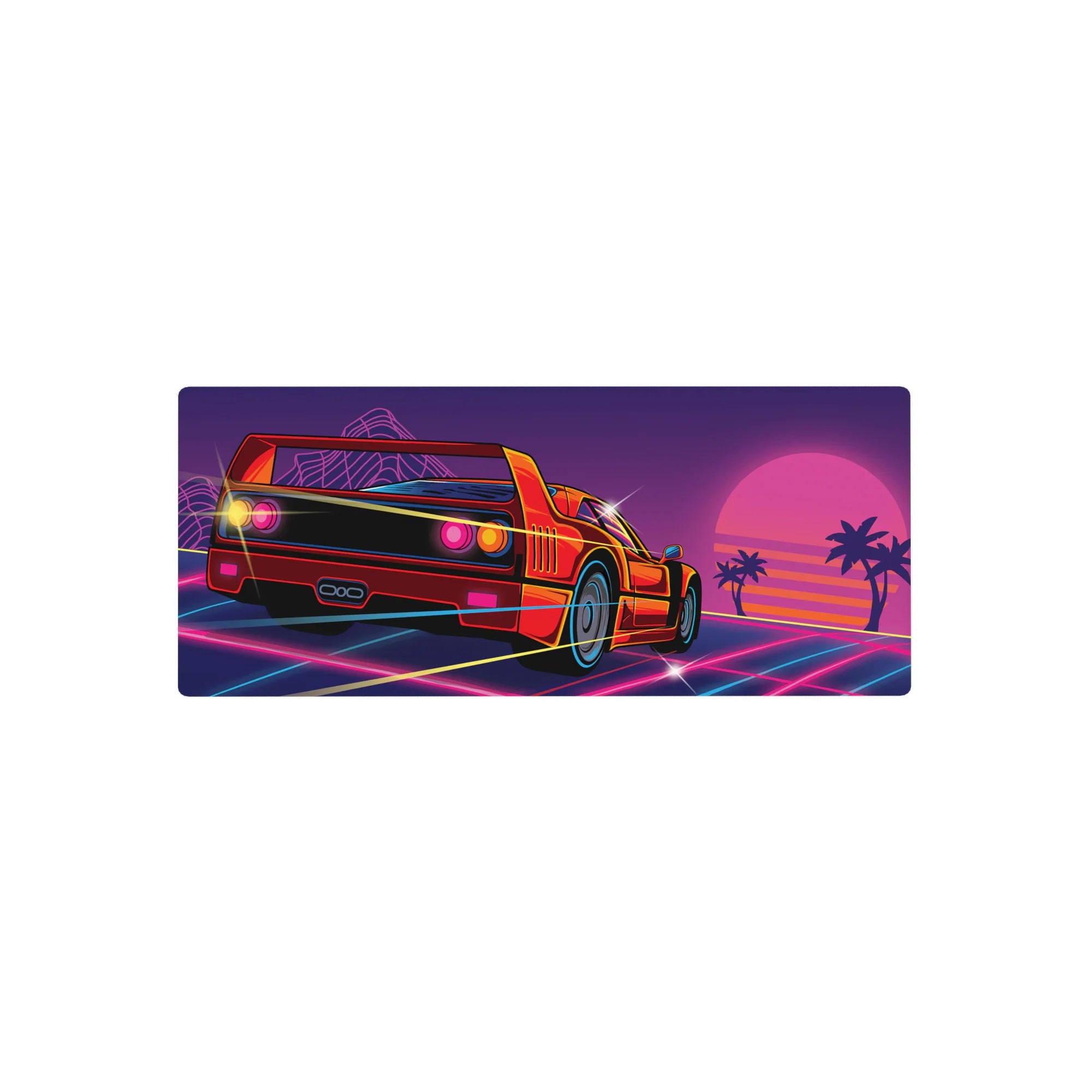 Retrowave - Vaporwave Deskmat | Mousepad | Deskpad - Retro Sunset Racer - AniChan