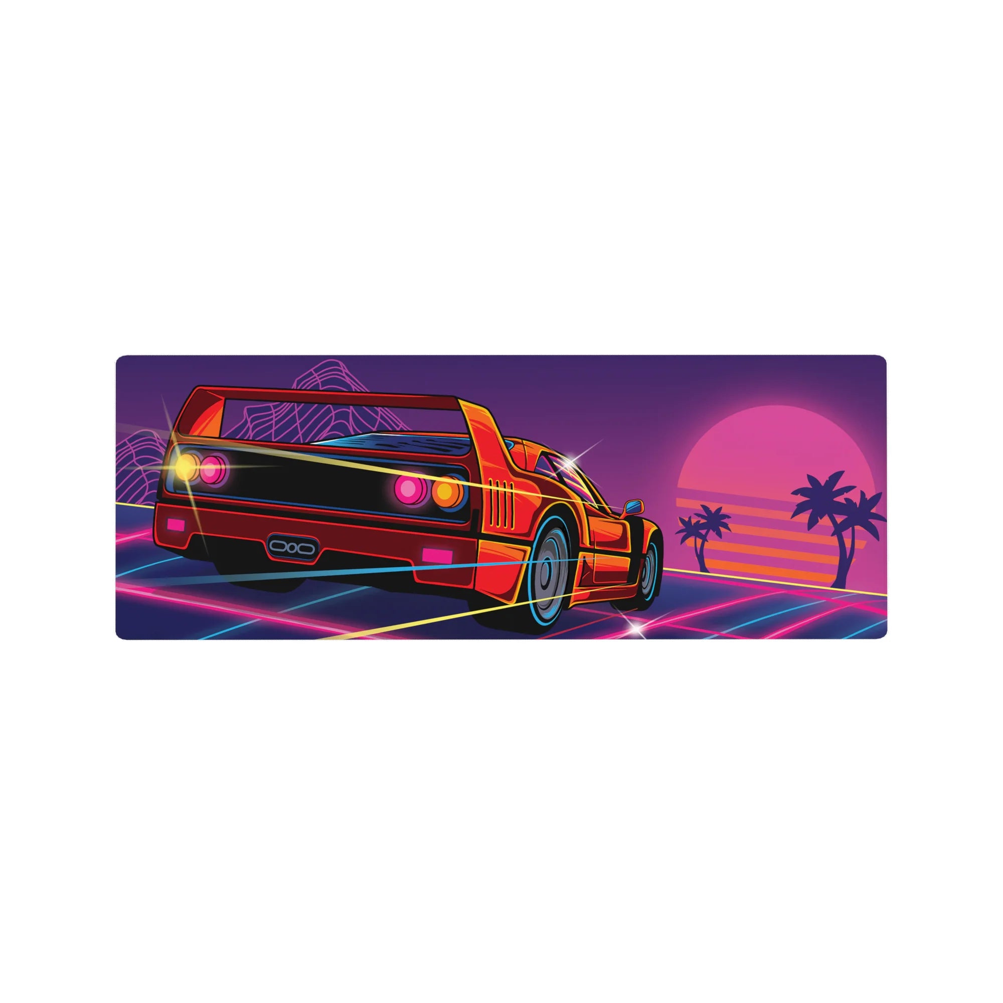 Retrowave - Vaporwave Deskmat | Mousepad | Deskpad - Retro Sunset Racer - AniChan