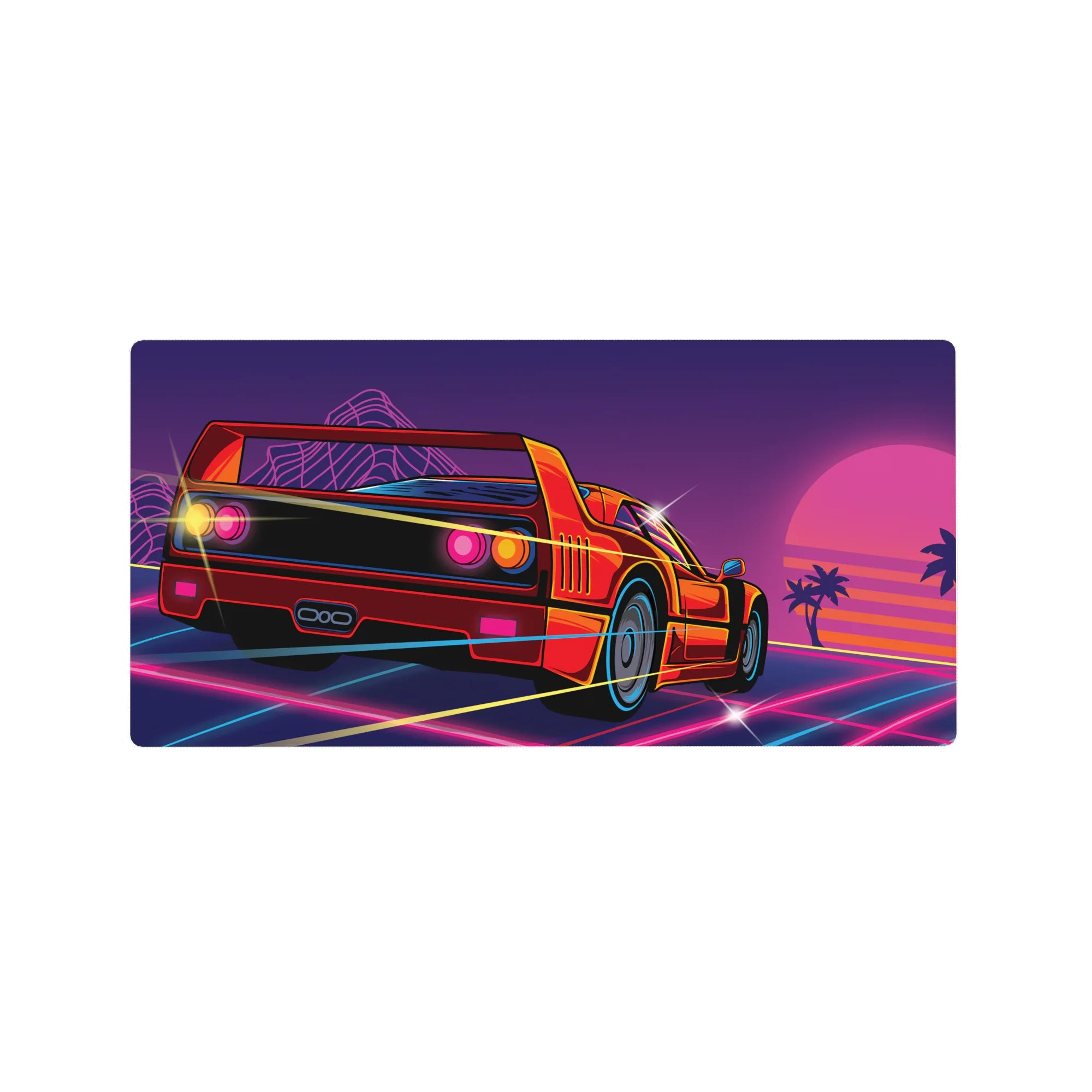 Retrowave - Vaporwave Deskmat | Mousepad | Deskpad - Retro Sunset Racer - AniChan