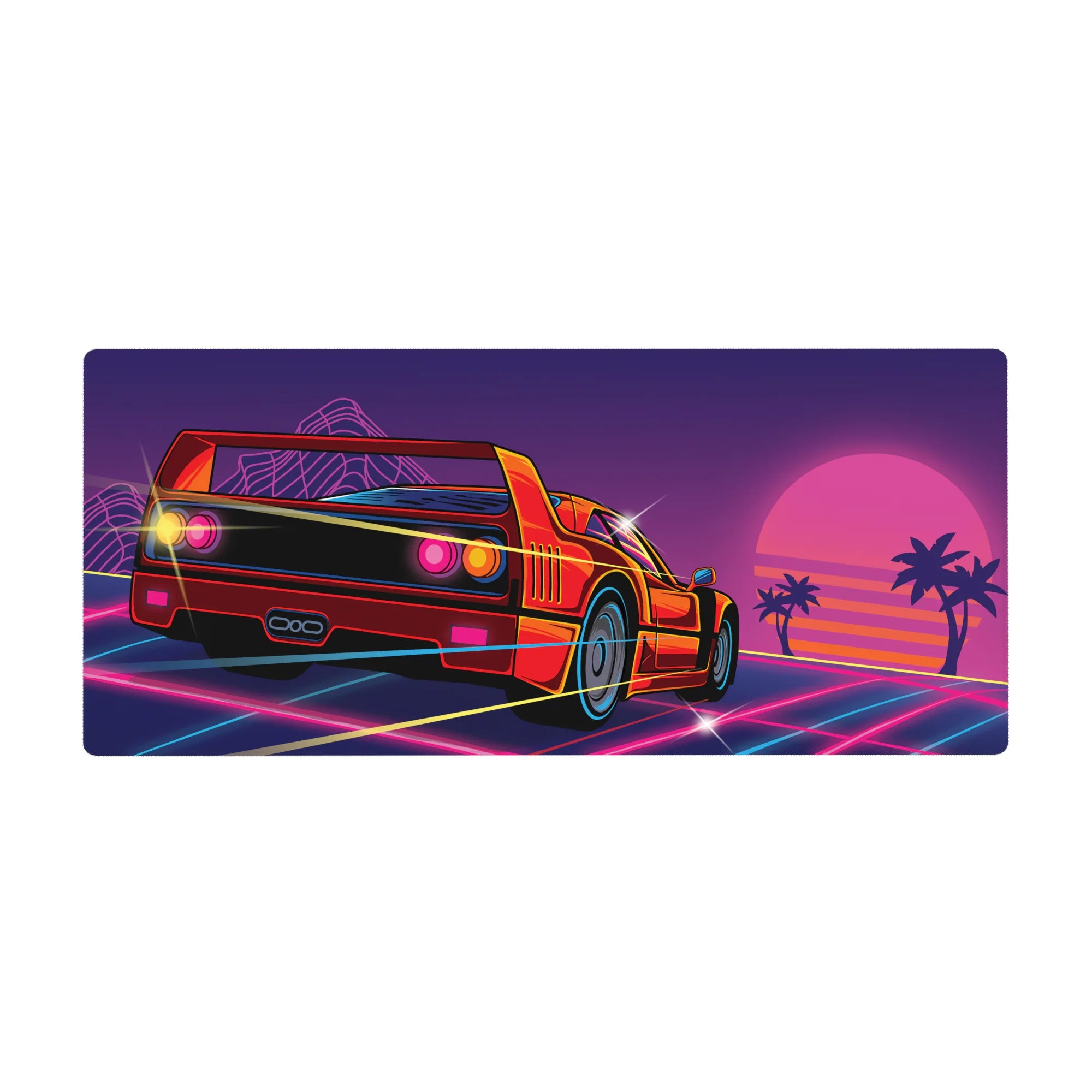 Retrowave - Vaporwave Deskmat | Mousepad | Deskpad - Retro Sunset Racer - AniChan