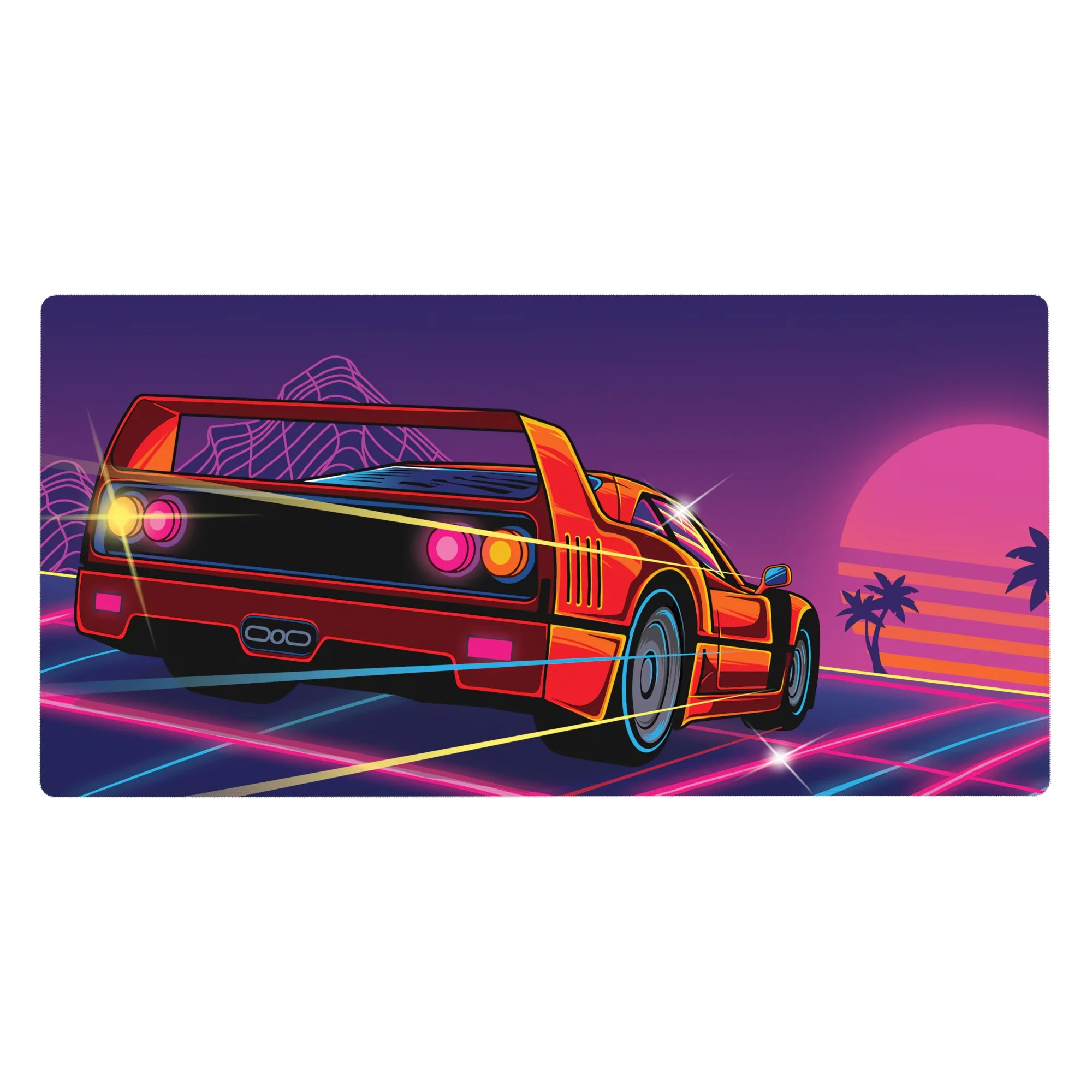 Retrowave - Vaporwave Deskmat | Mousepad | Deskpad - Retro Sunset Racer - AniChan