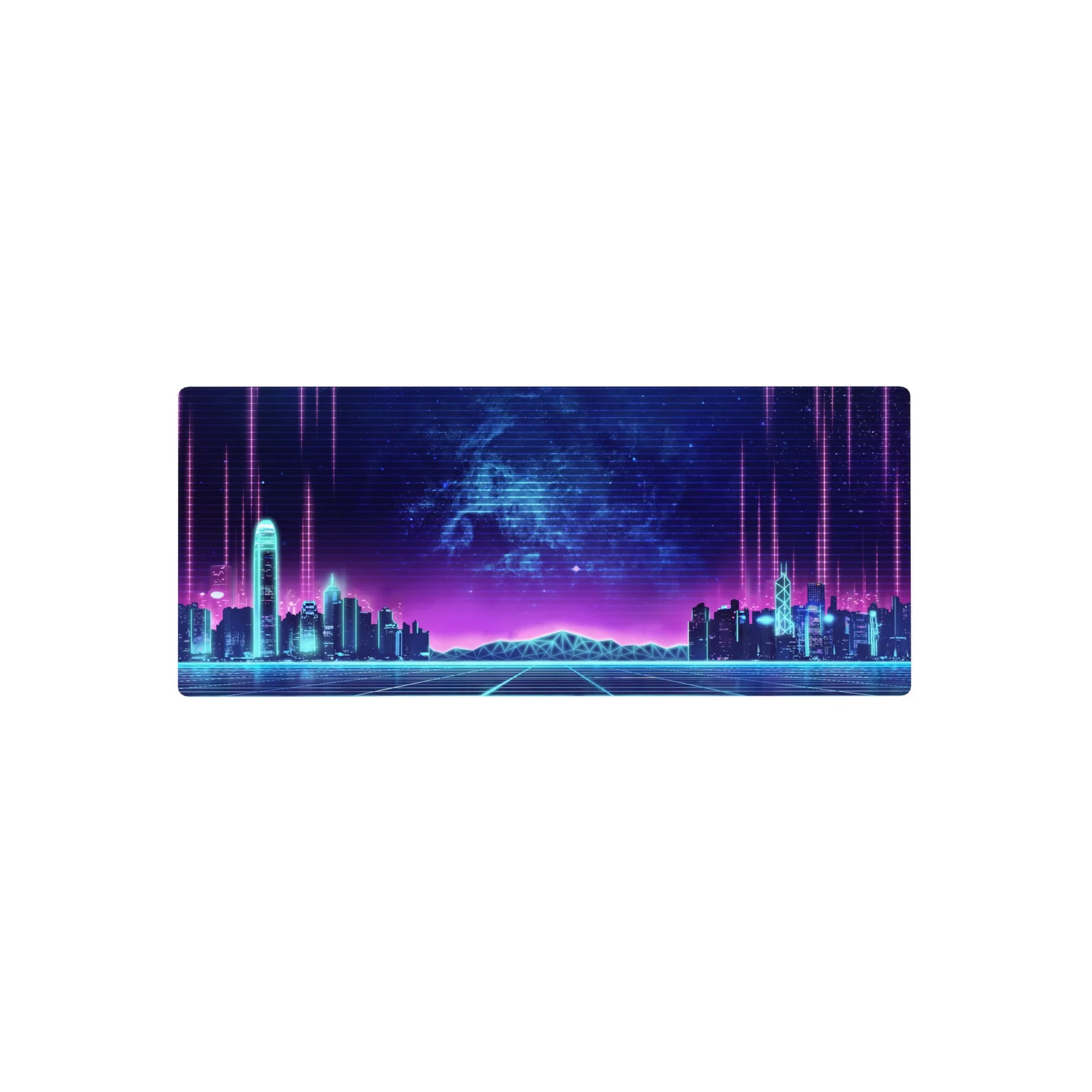 Retrowave - Vaporwave Deskmat | Mousepad | Deskpad - Neon Skyline Pulse - AniChan